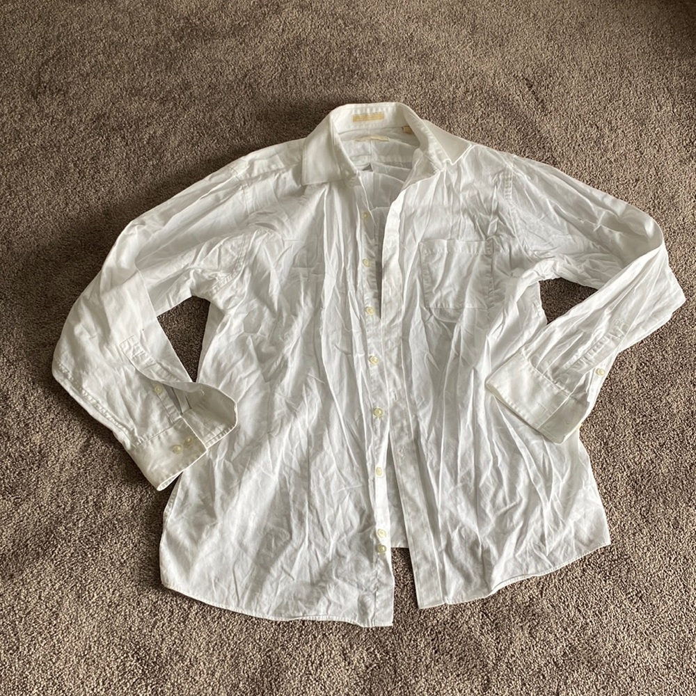 Michael Kors Button Down Shirt SIZE 16.5 White Long Sleeve Dress Casual Classic